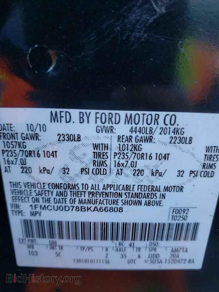 2011 FORD ESCAPE - VIN: 1FMCU0D78BKA66808 - Фото 10