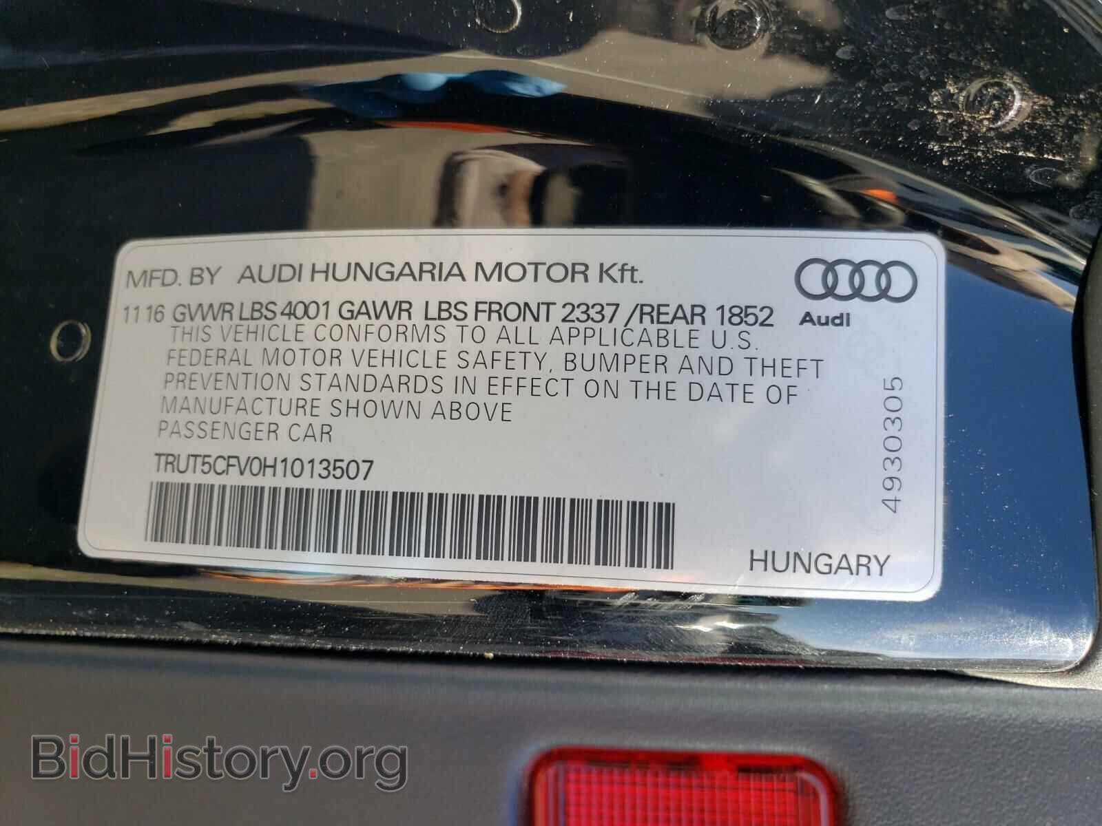 2017 AUDI TT - VIN: TRUT5CFV0H1013507 - Фото 10