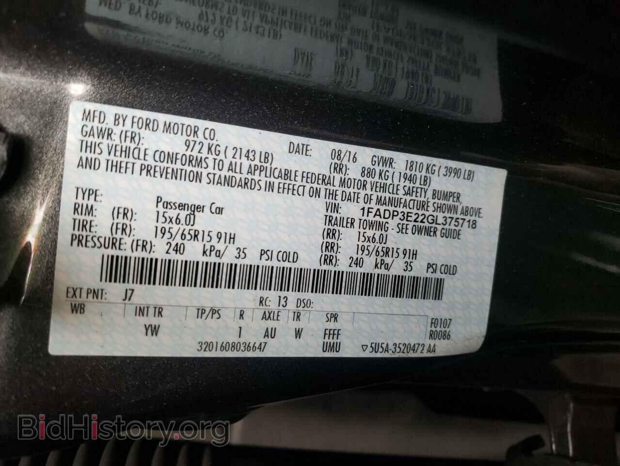 2016 FORD FOCUS - VIN: 1FADP3E22GL375718 - Фото 10