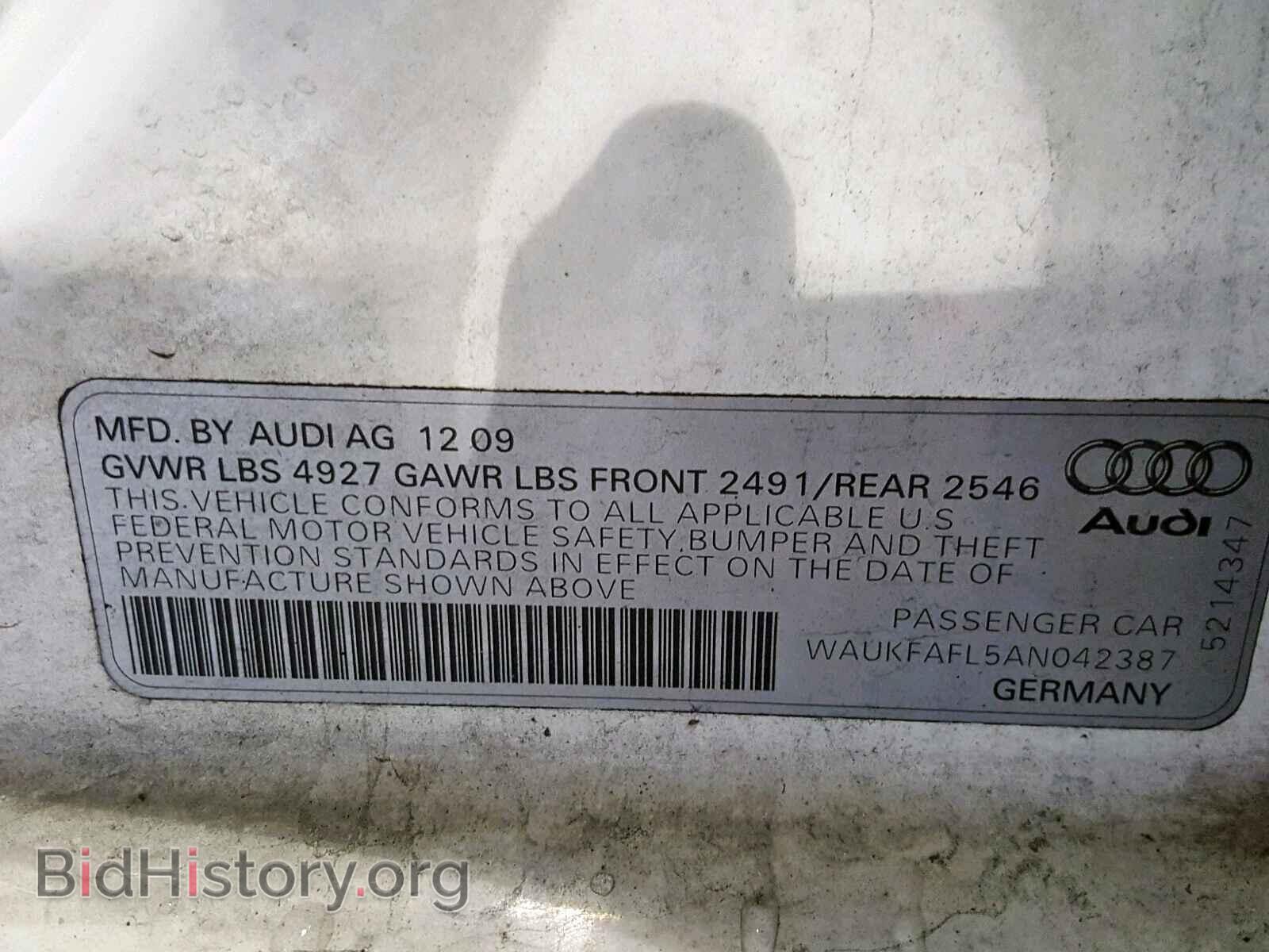 2010 AUDI A4 - VIN: WAUKFAFL5AN042387 - Фото 10