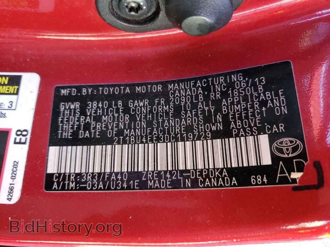 2013 TOYOTA COROLLA - VIN: 2T1BU4EE3DC119729 - Фото 10