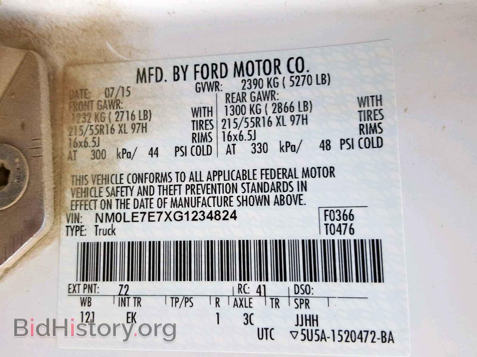 2016 FORD TRANSIT CO - VIN: NM0LE7E7XG1234824 - Фото 10