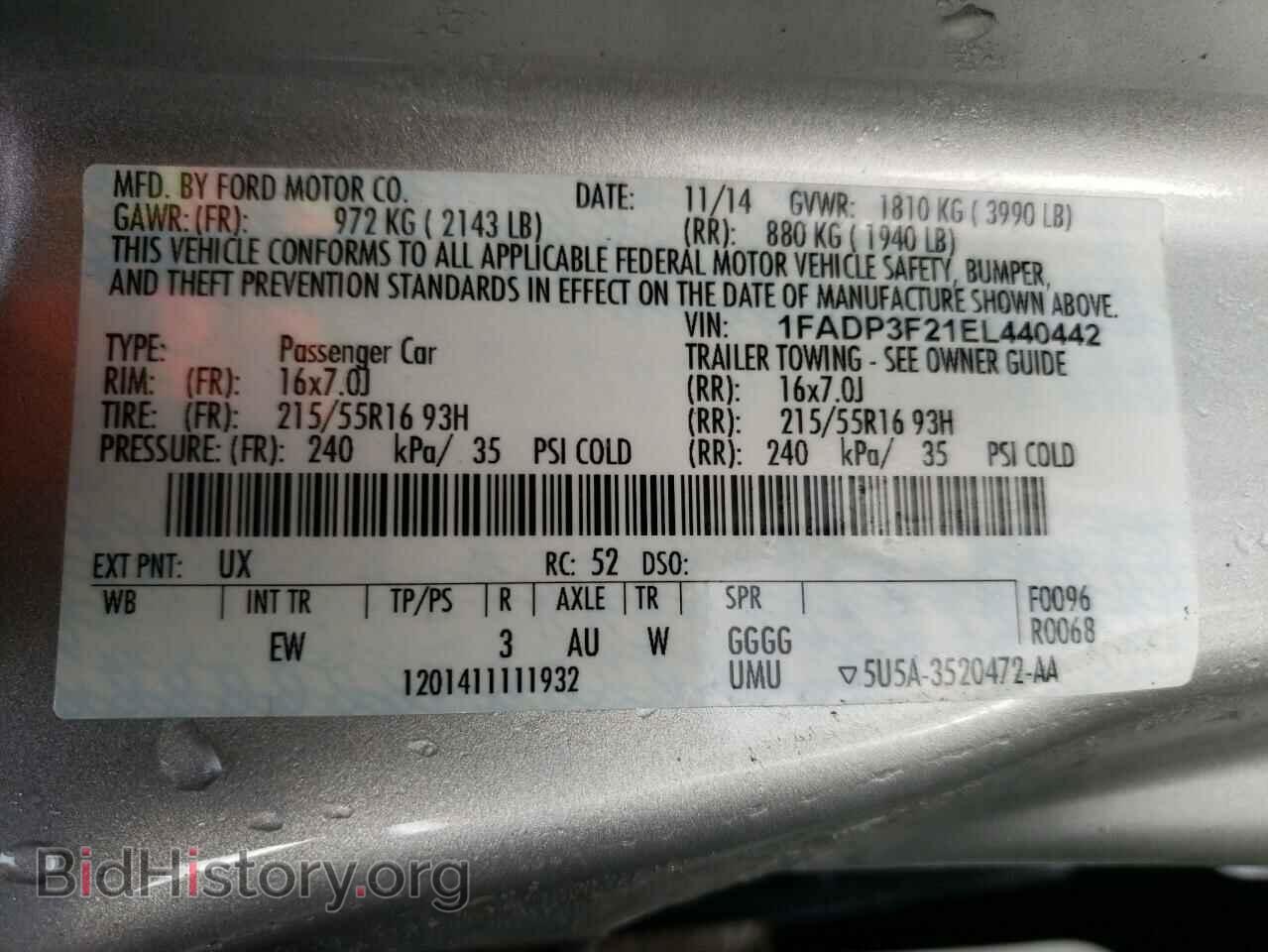 2014 FORD FOCUS - VIN: 1FADP3F21EL440442 - Фото 10