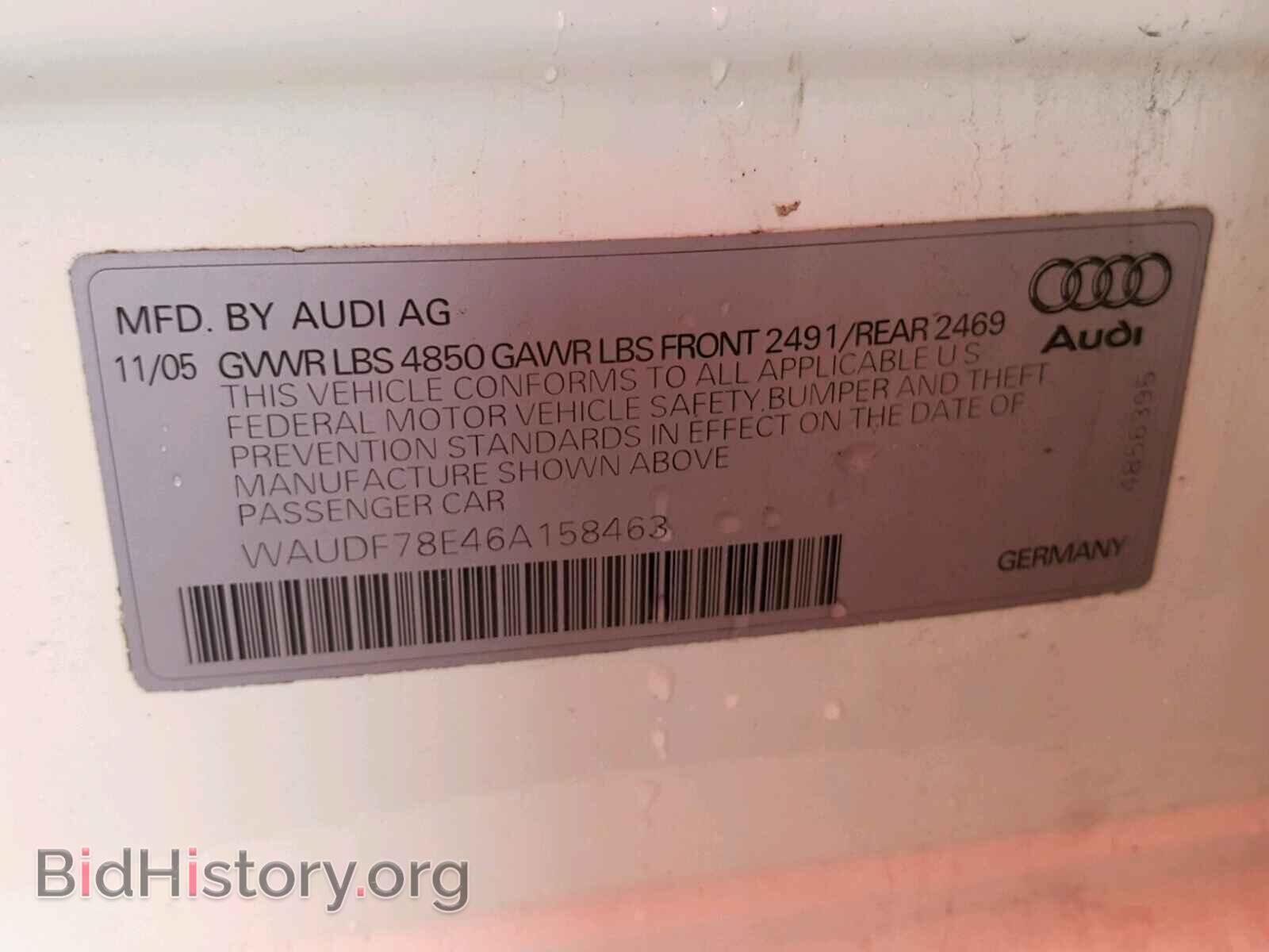 2006 AUDI A4 - VIN: WAUDF78E46A158463 - Фото 10