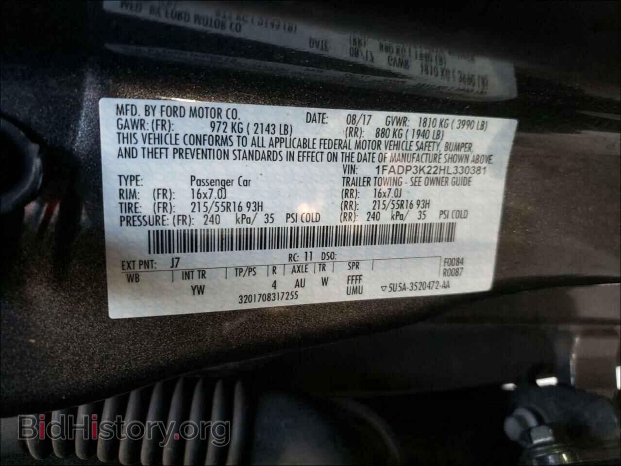2017 FORD FOCUS - VIN: 1FADP3K22HL330381 - Фото 10