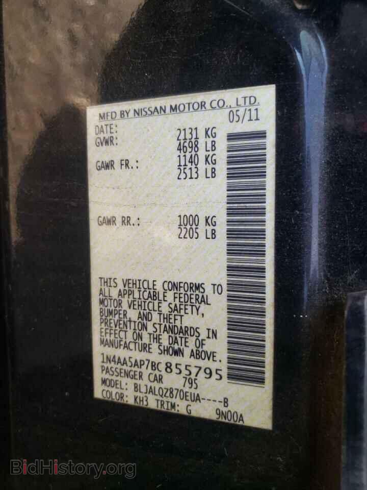 2011 NISSAN MAXIMA - VIN: 1N4AA5AP7BC855795 - Фото 10
