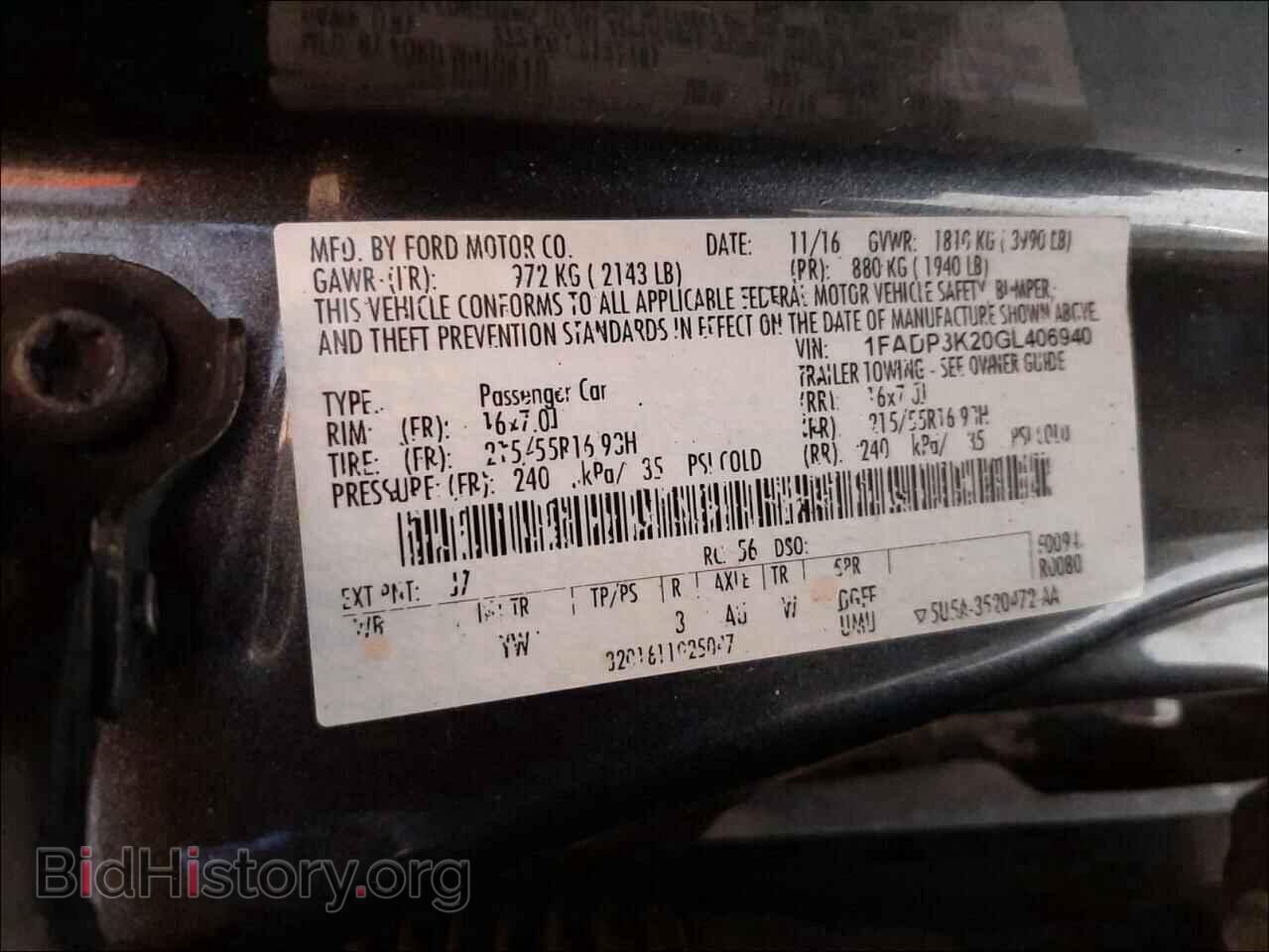 2016 FORD FOCUS - VIN: 1FADP3K20GL406940 - Фото 10