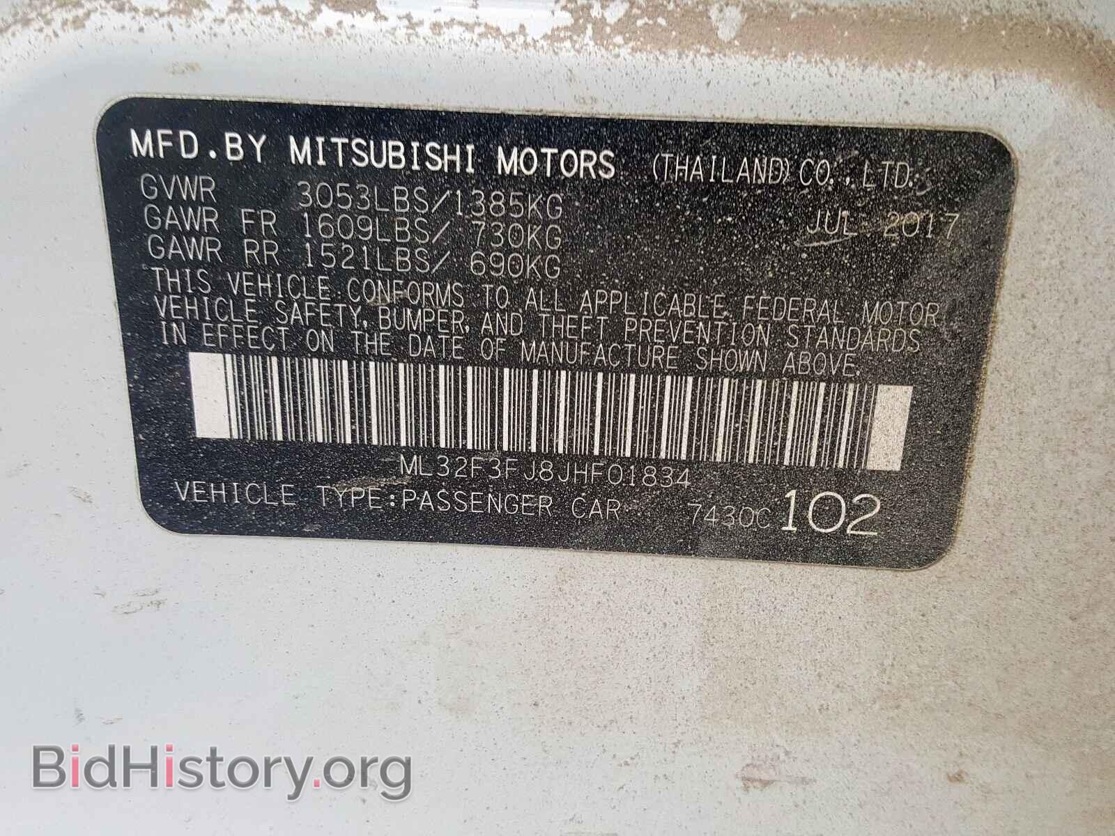 2018 MITSUBISHI MIRAGE - VIN: ML32F3FJ8JHF01834 - Фото 10