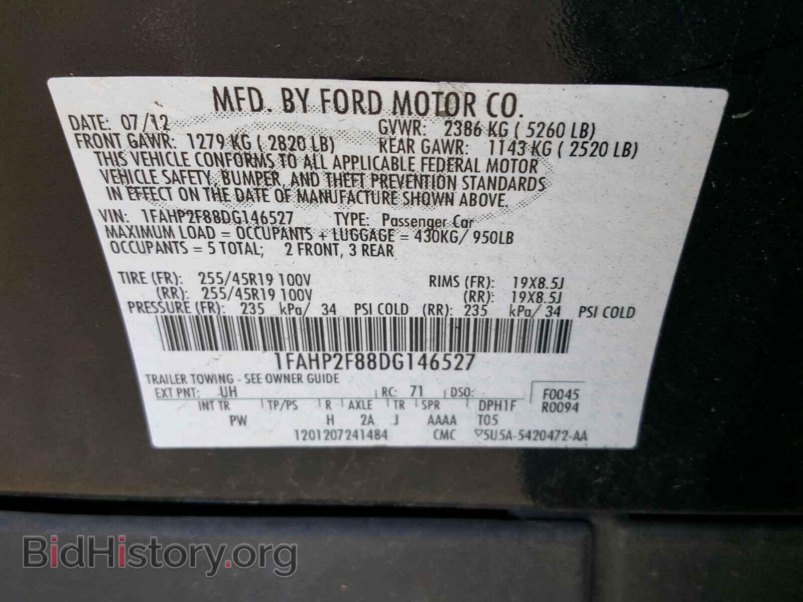 2013 FORD TAURUS - VIN: 1FAHP2F88DG146527 - Фото 10