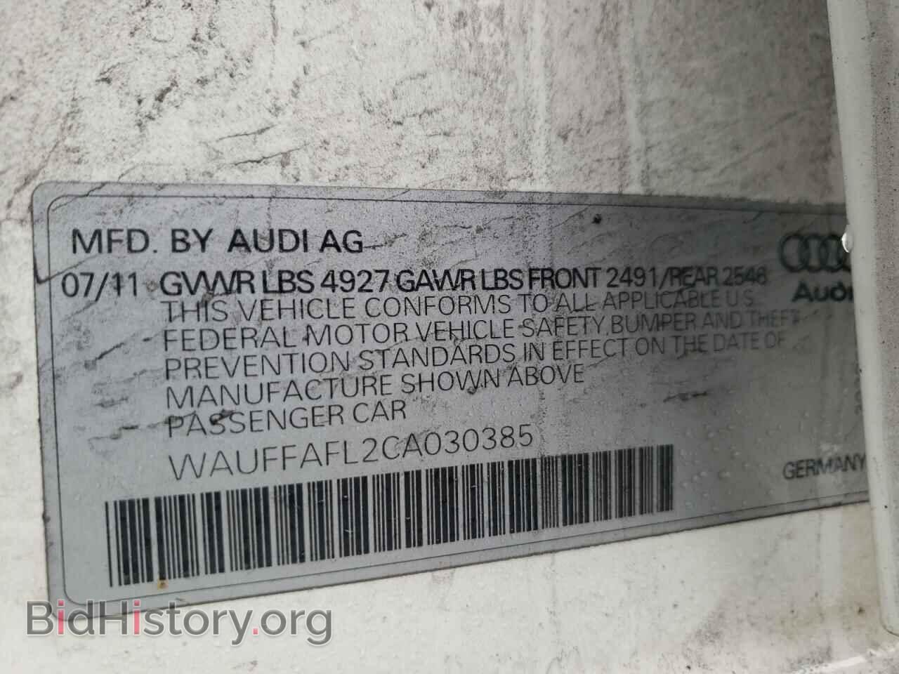 2012 AUDI A4 - VIN: WAUFFAFL2CA030385 - Photo 10