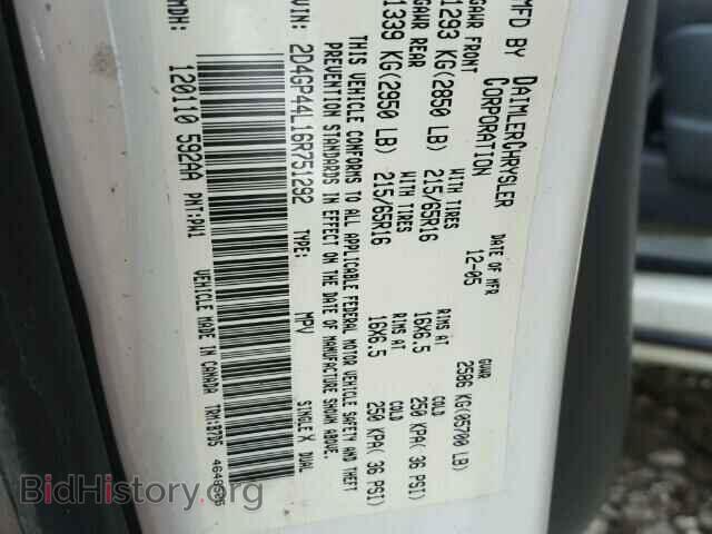 2006 DODGE CARAVAN - VIN: 2D4GP44L16R751292 - Фото 10