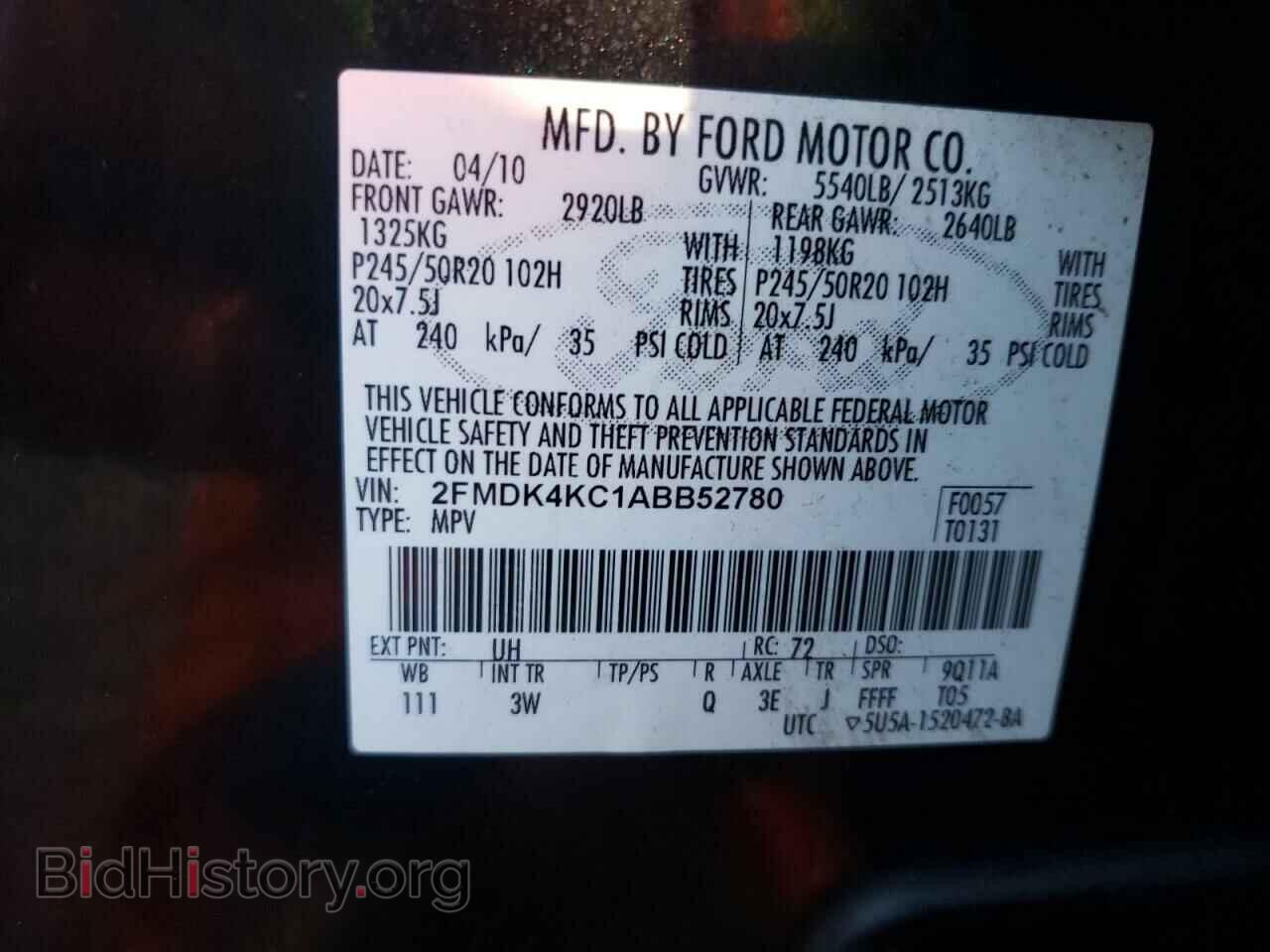 2010 FORD EDGE - VIN: 2FMDK4KC1ABB52780 - Photo 10