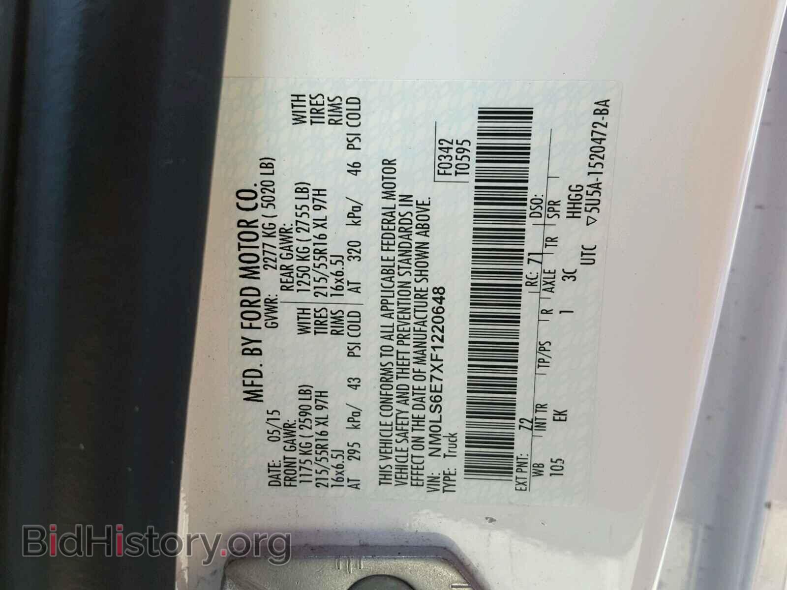 2015 FORD TRANSIT CO - VIN: NM0LS6E7XF1220648 - Фото 10