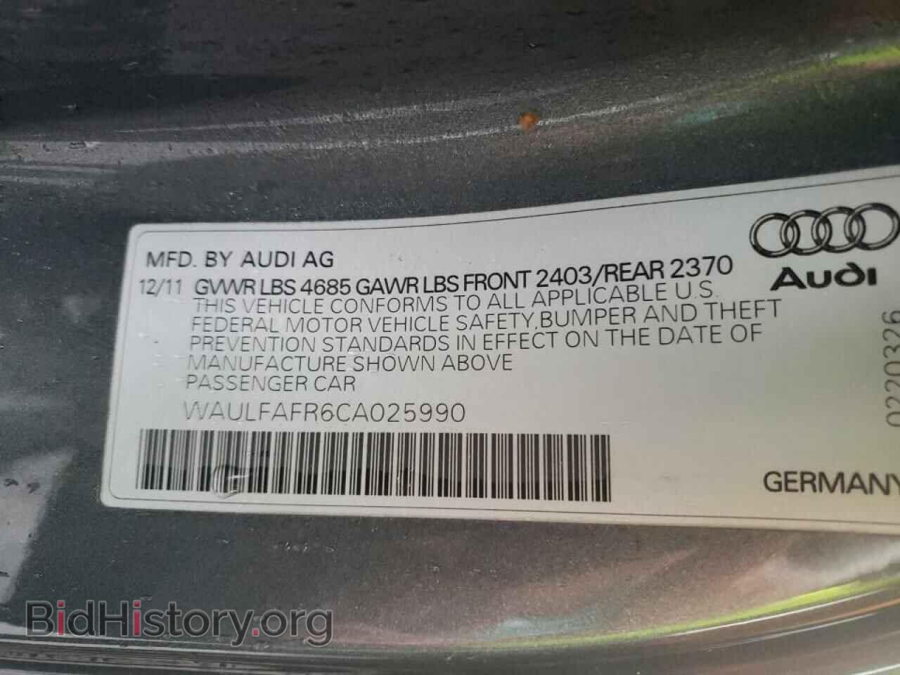 2012 AUDI A5 - VIN: WAULFAFR6CA025990 - Photo 10