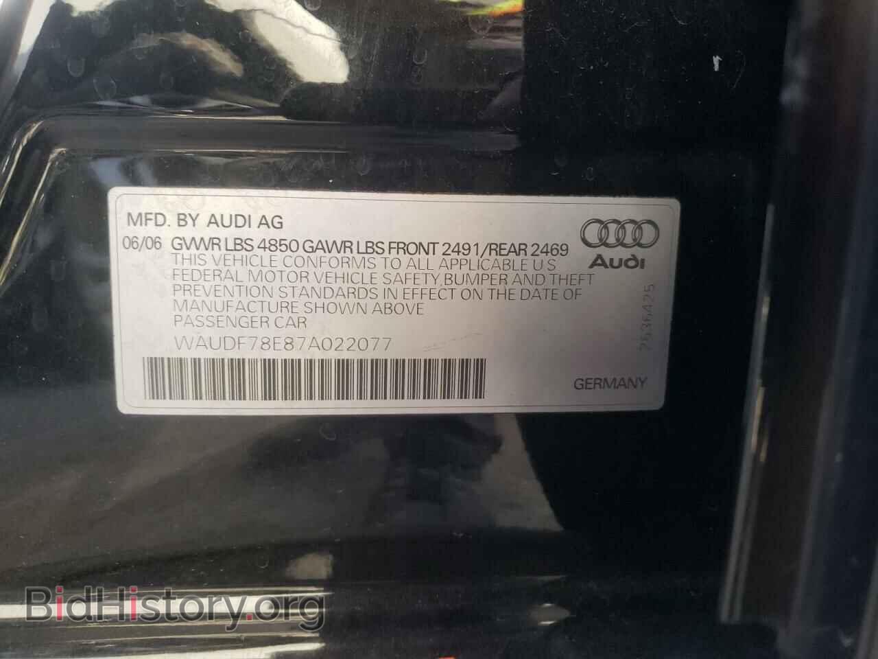 2007 AUDI A4 - VIN: WAUDF78E87A022077 - Фото 10