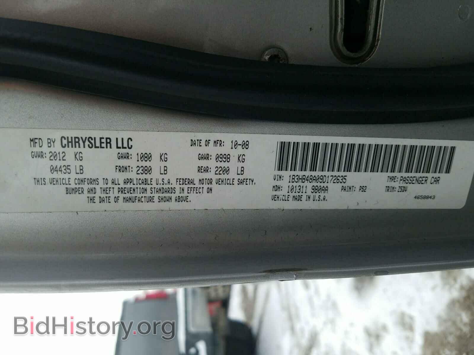 2009 DODGE CALIBER - VIN: 1B3HB48A09D172635 - Фото 10