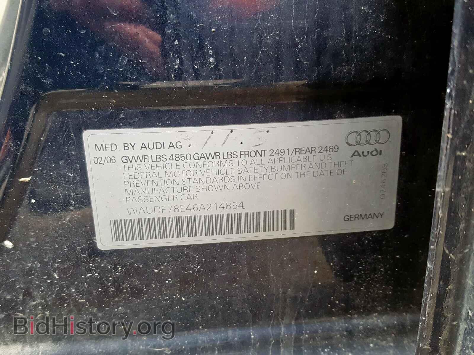 2006 AUDI A4 - VIN: WAUDF78E46A214854 - Photo 10