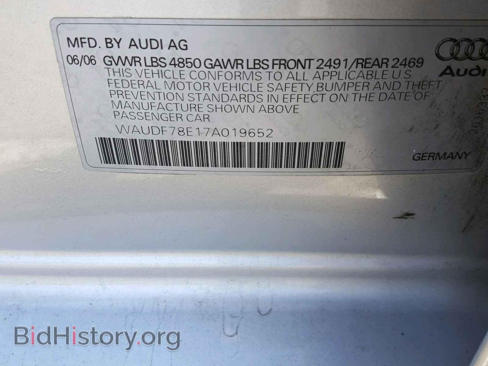 2007 AUDI A4 - VIN: WAUDF78E17A019652 - Photo 10