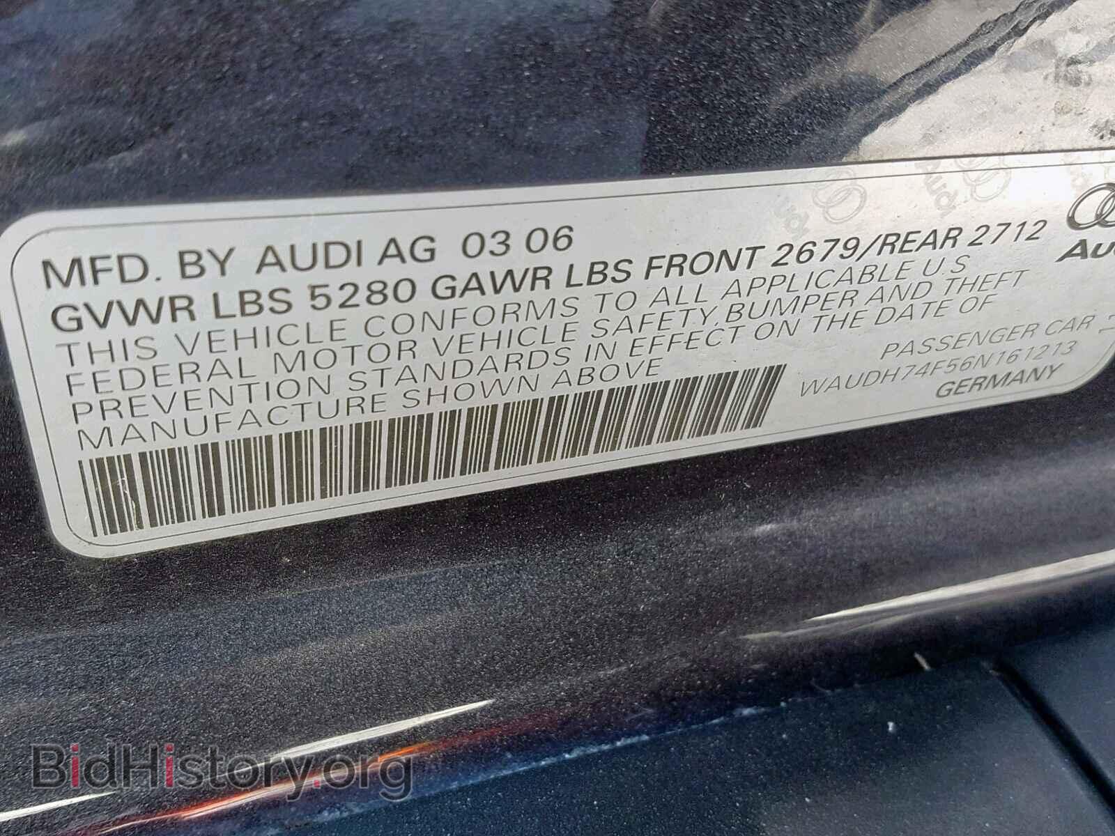 2006 AUDI A6 - VIN: WAUDH74F56N161213 - Фото 10