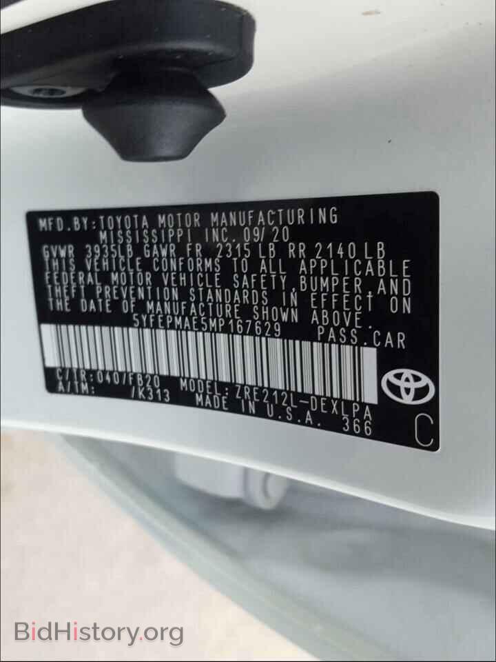 2021 TOYOTA COROLLA - VIN: 5YFEPMAE5MP167629 - Photo 10