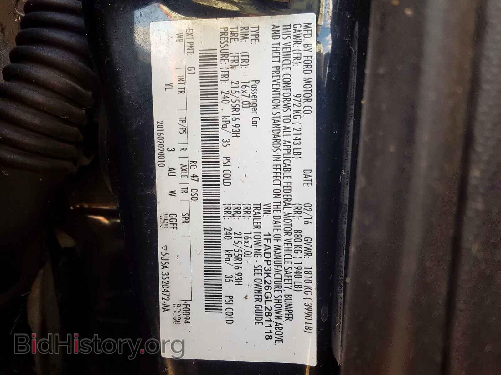 2016 FORD FOCUS - VIN: 1FADP3K26GL281118 - Фото 10