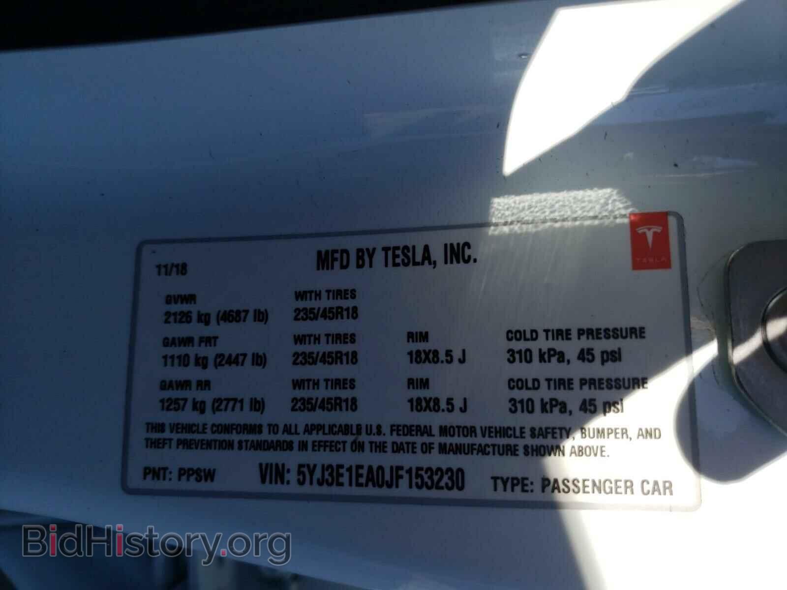 2018 TESLA MODEL 3 - VIN: 5YJ3E1EA0JF153230 - Photo 10