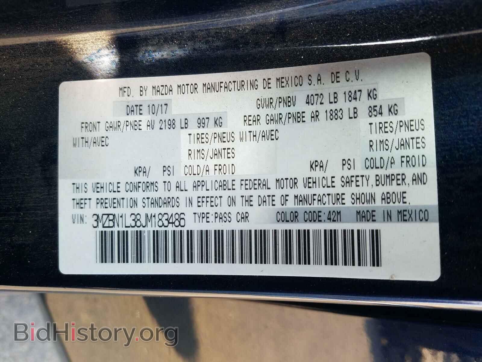 2018 MAZDA 3 - VIN: 3MZBN1L38JM183486 - Фото 10