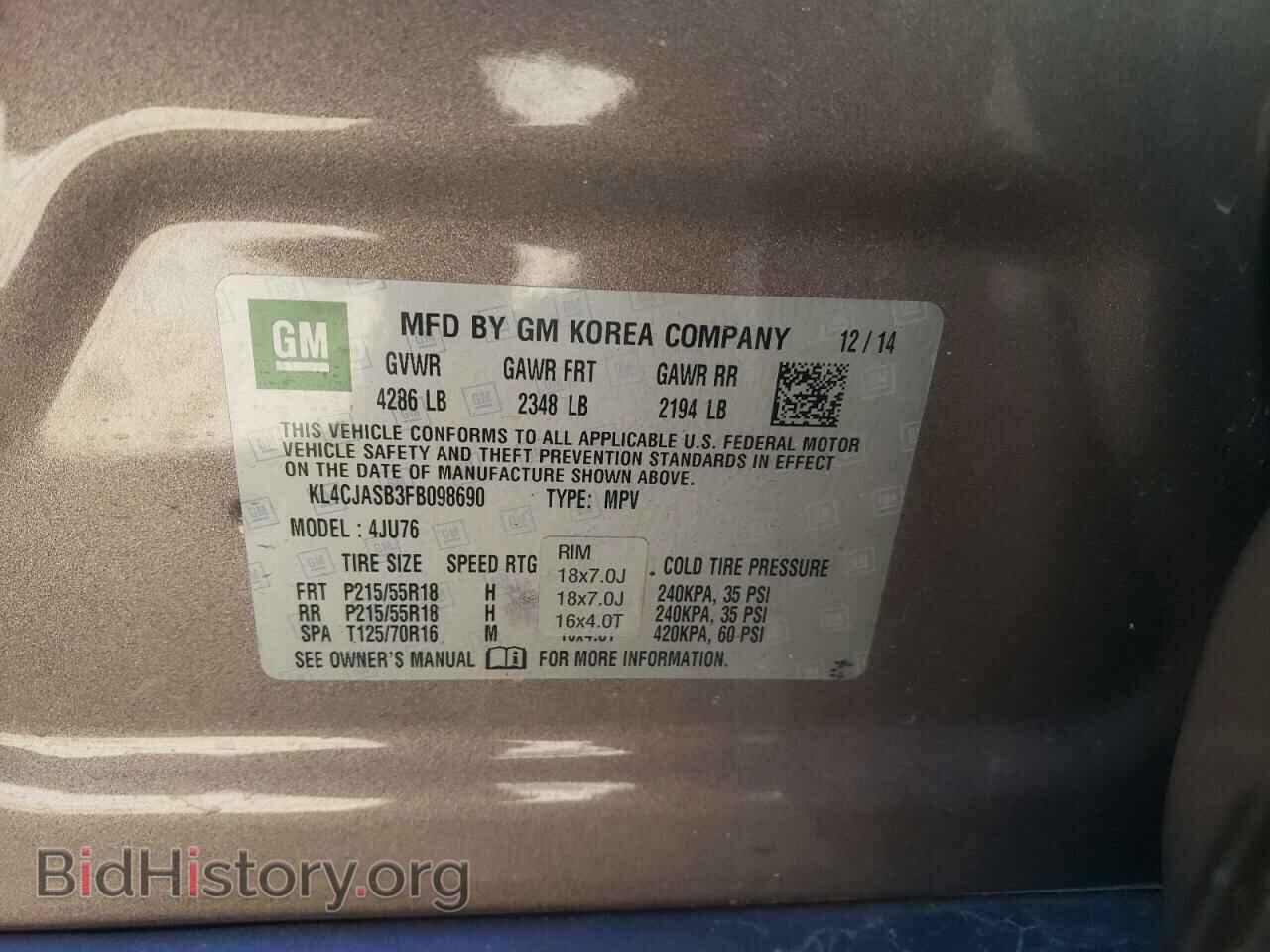 2015 BUICK ENCORE - VIN: KL4CJASB3FB098690 - Photo 10
