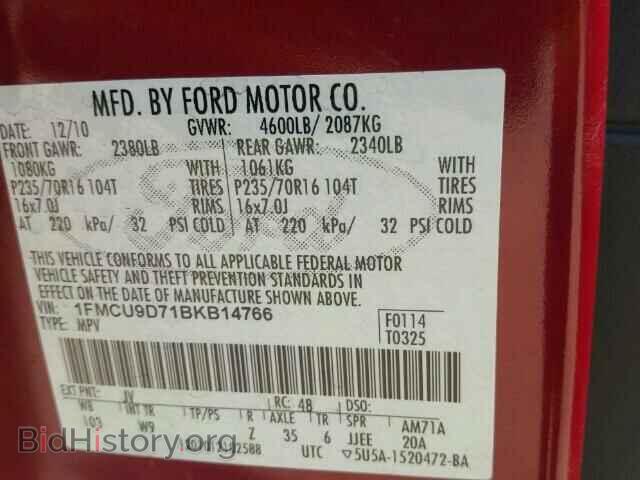 2011 FORD ESCAPE - VIN: 1FMCU9D71BKB14766 - Фото 10