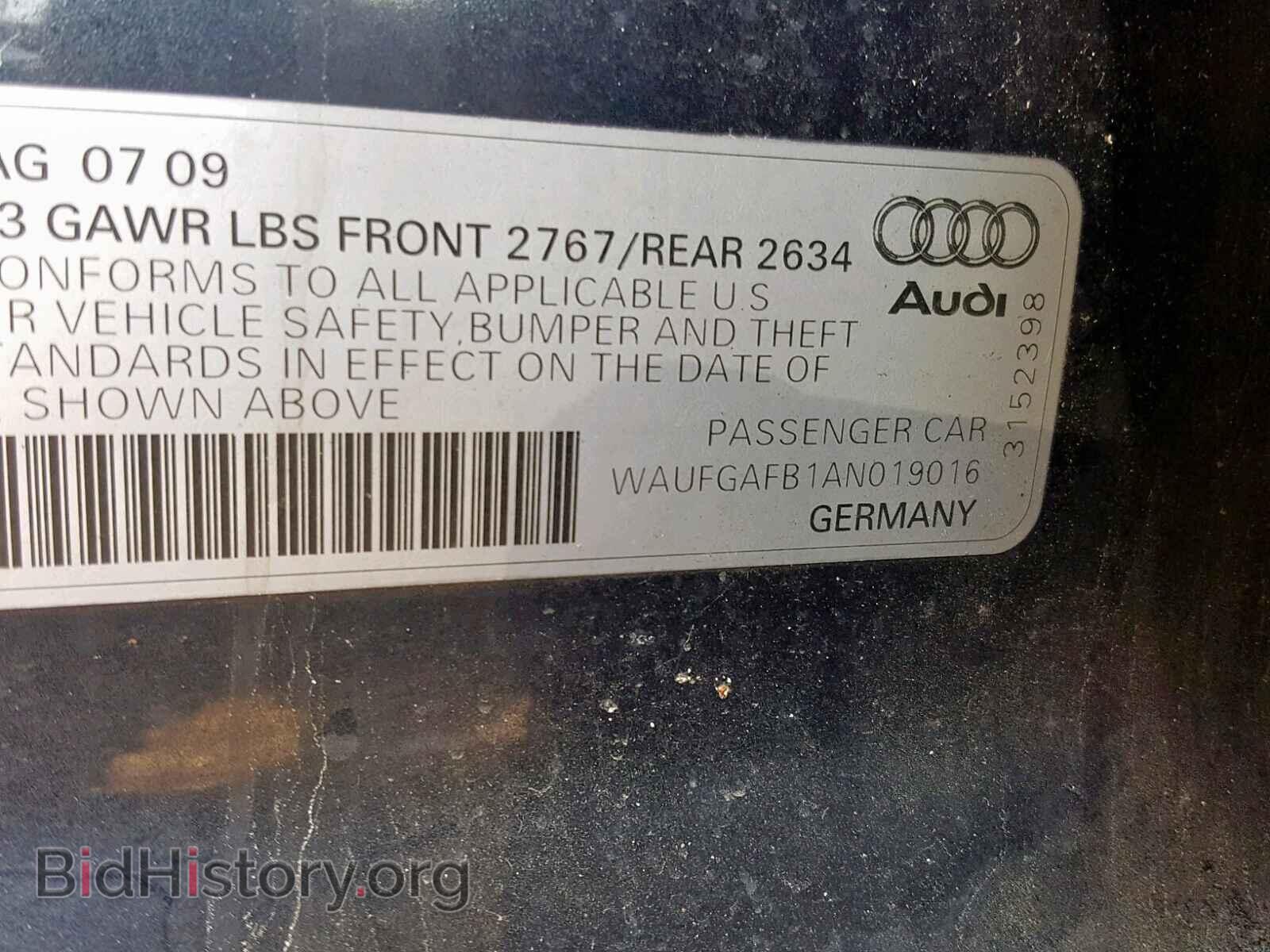 2010 AUDI A6 - VIN: WAUFGAFB1AN019016 - Фото 10