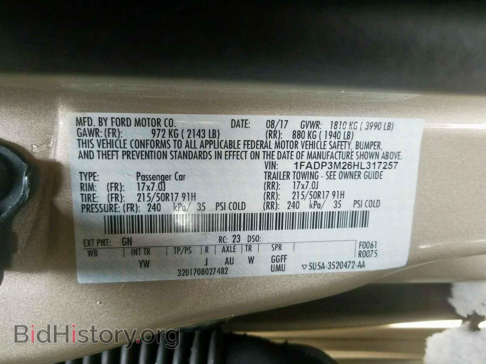2017 FORD FOCUS - VIN: 1FADP3M26HL317257 - Фото 10