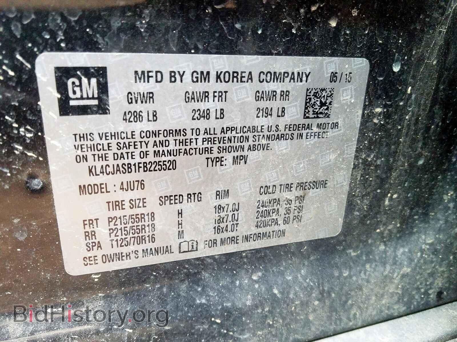 2015 BUICK ENCORE - VIN: KL4CJASB1FB225520 - Фото 10