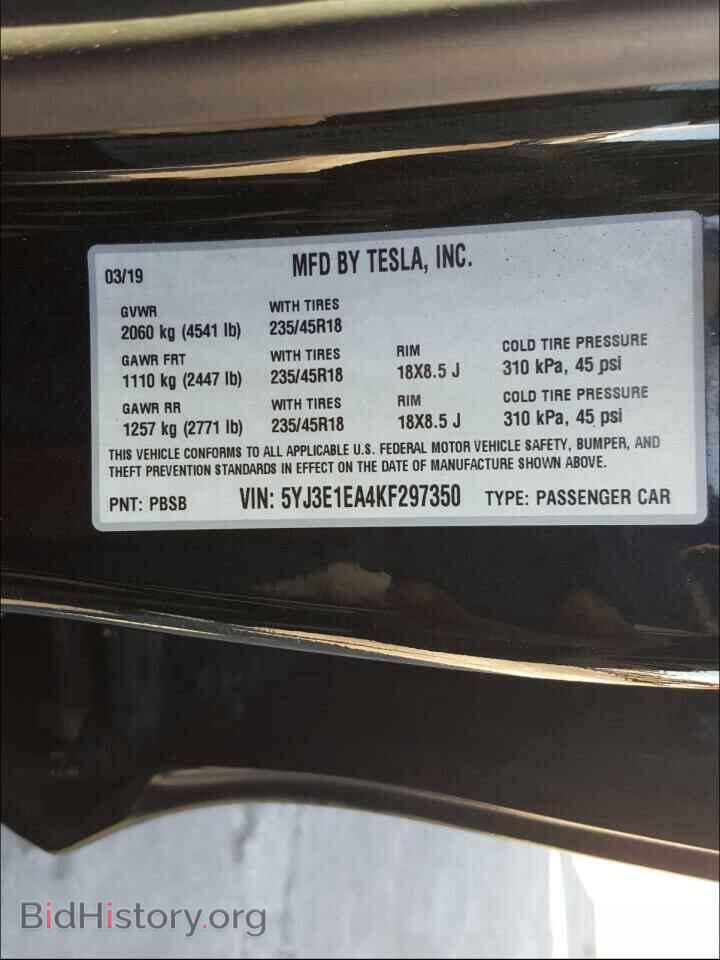 2019 TESLA MODEL 3 - VIN: 5YJ3E1EA4KF297350 - Photo 10