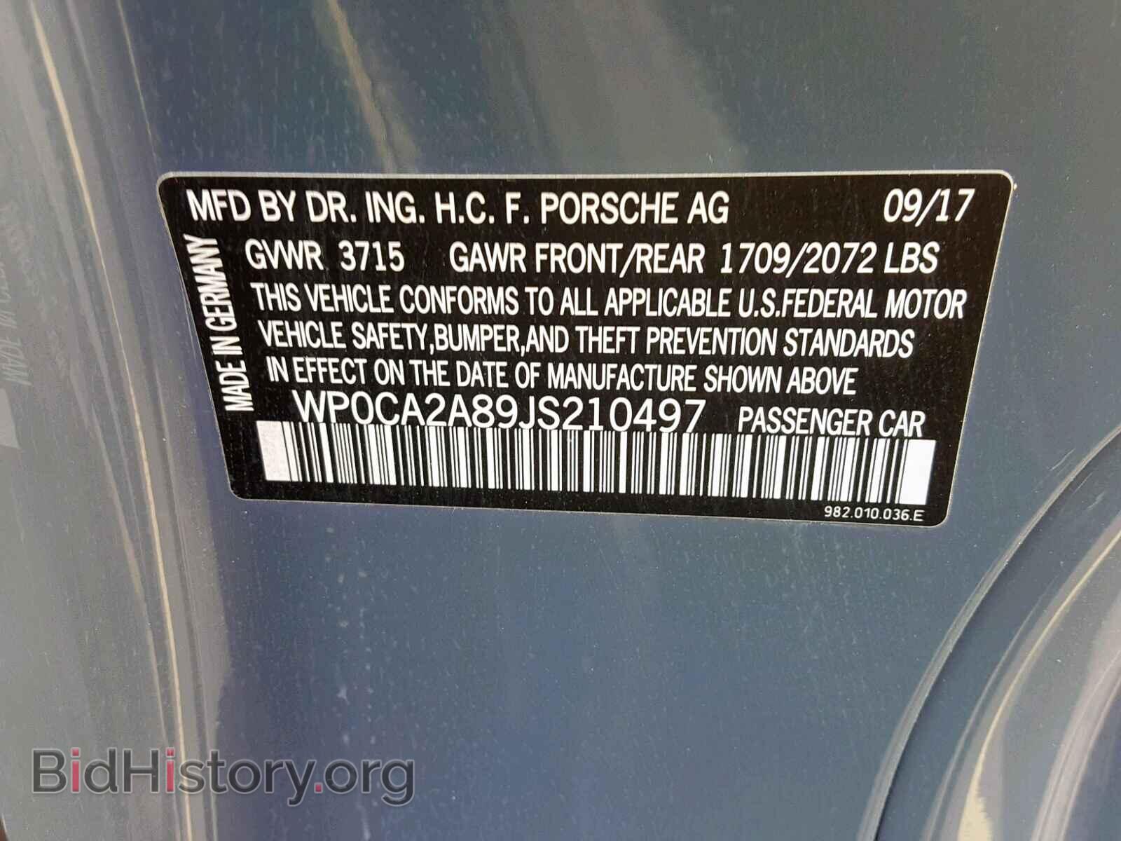 2018 PORSCHE BOXSTER - VIN: WP0CA2A89JS210497 - Фото 10