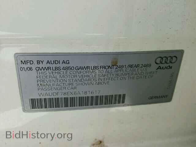 2006 AUDI A4 - VIN: WAUDF78EX6A181617 - Фото 10
