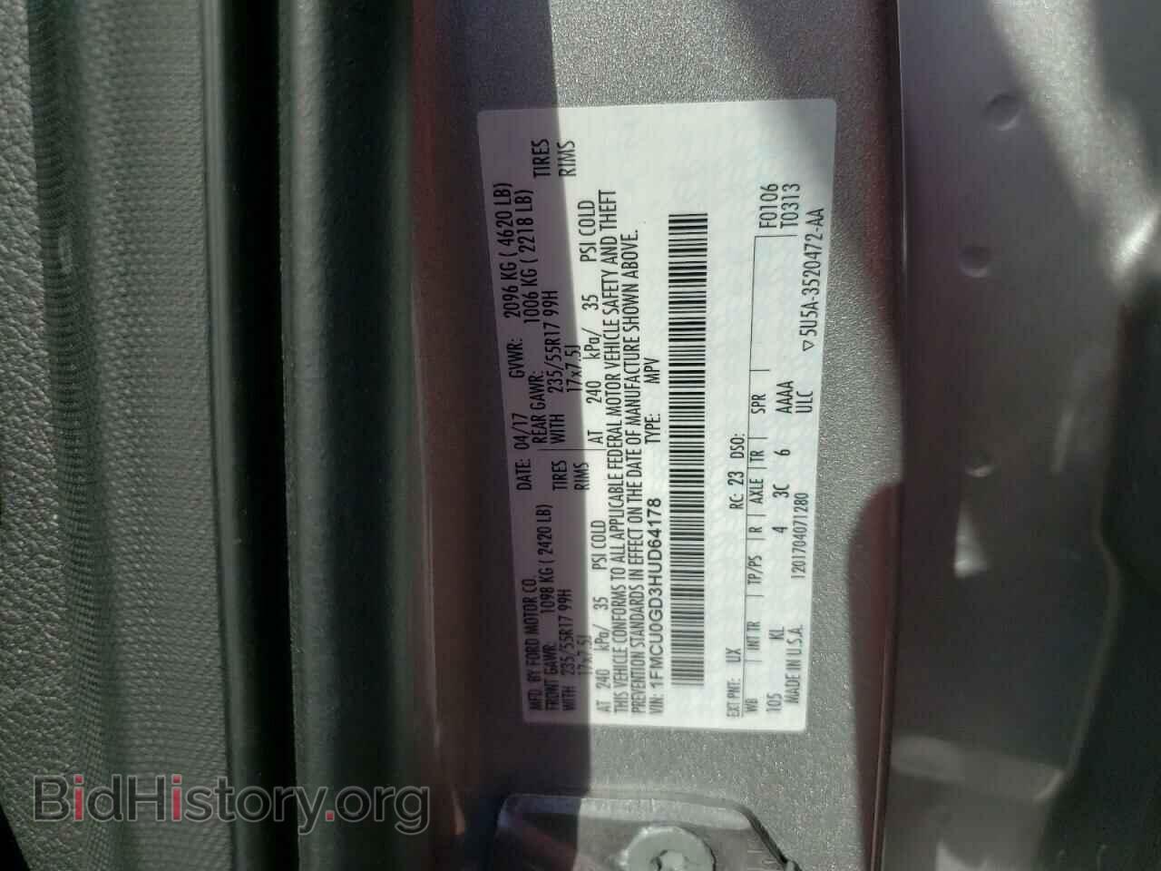2017 FORD ESCAPE - VIN: 1FMCU0GD3HUD64178 - Фото 10