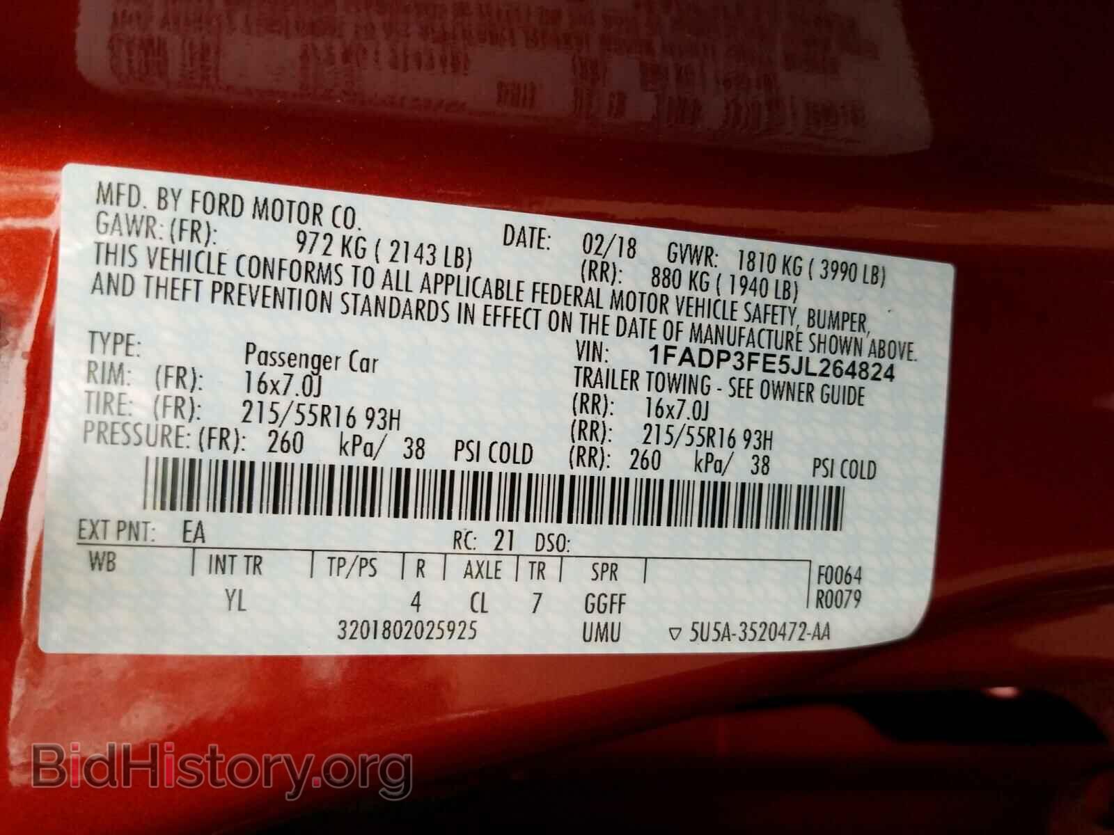 2018 FORD FOCUS - VIN: 1FADP3FE5JL264824 - Фото 10