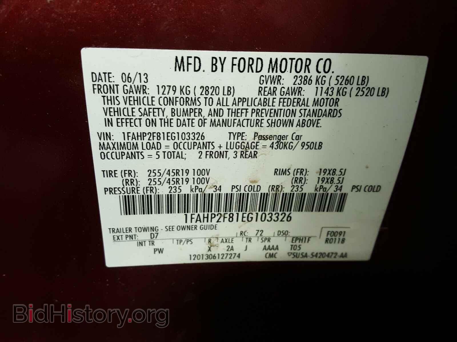 2014 FORD TAURUS - VIN: 1FAHP2F81EG103326 - Photo 10