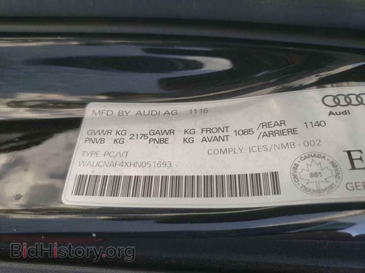 2017 AUDI A4 - VIN: WAUCNAF4XHN051693 - Фото 10