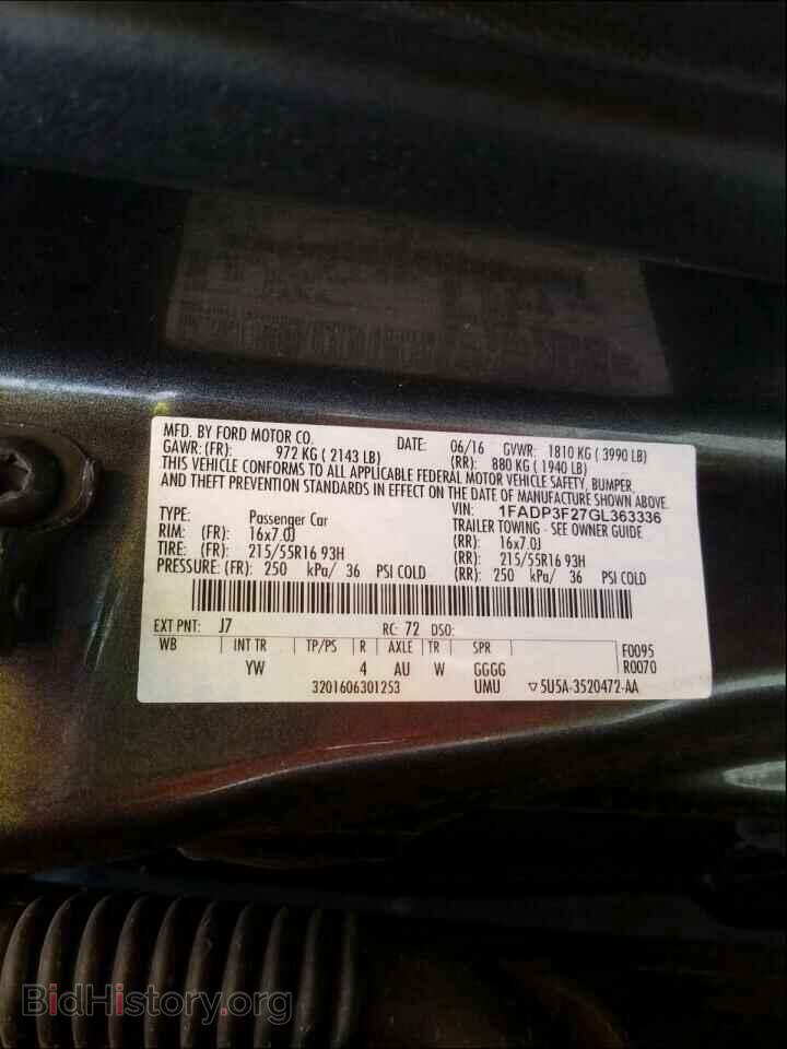 2016 FORD FOCUS - VIN: 1FADP3F27GL363336 - Photo 10