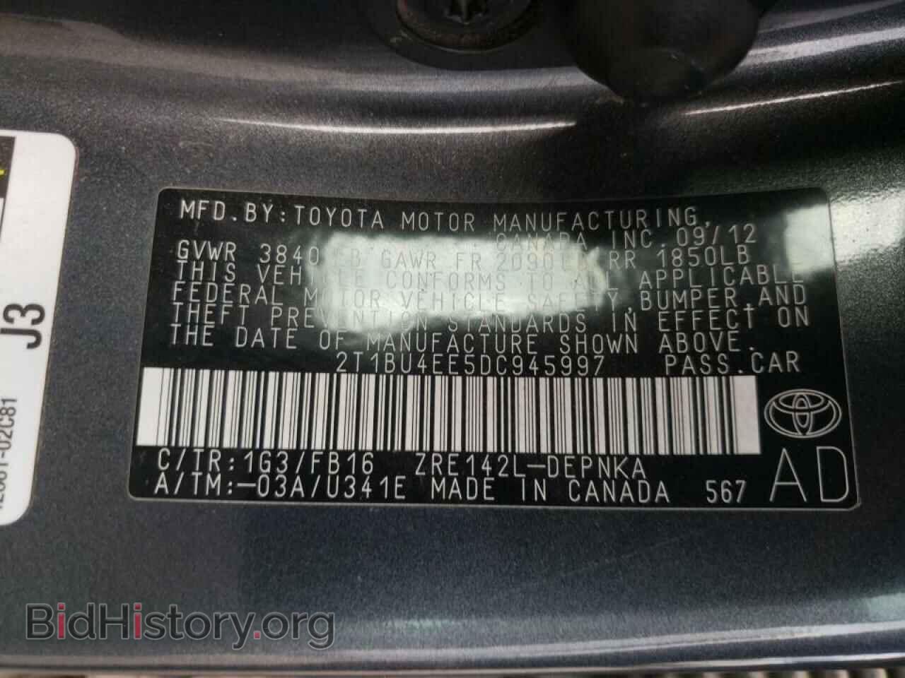 2013 TOYOTA COROLLA - VIN: 2T1BU4EE5DC945997 - Фото 10