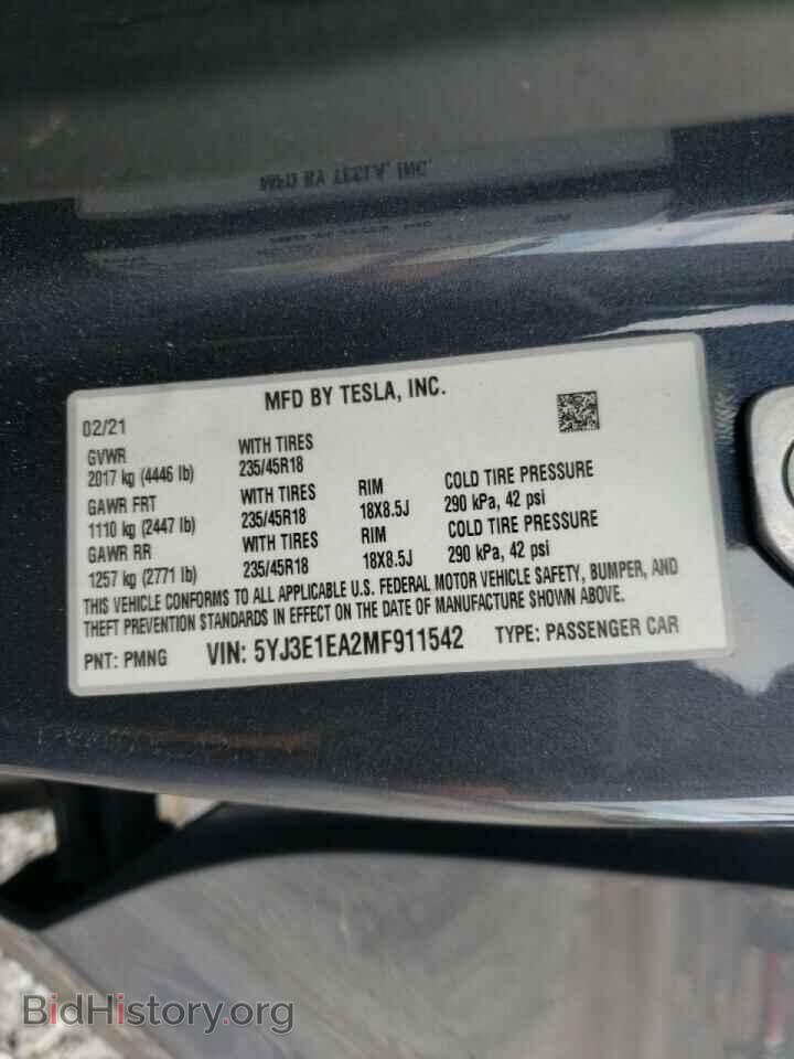 2021 TESLA MODEL 3 - VIN: 5YJ3E1EA2MF911542 - Photo 10