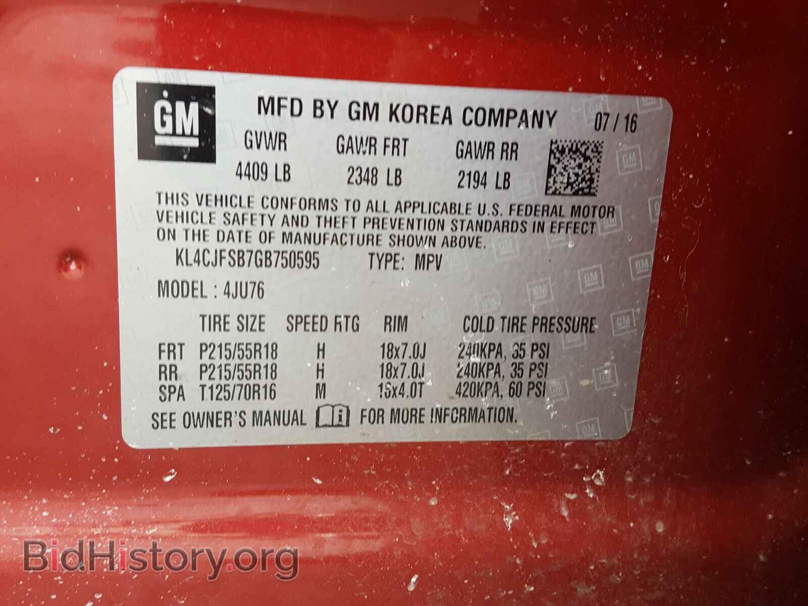 2016 BUICK ENCORE - VIN: KL4CJFSB7GB750595 - Photo 10