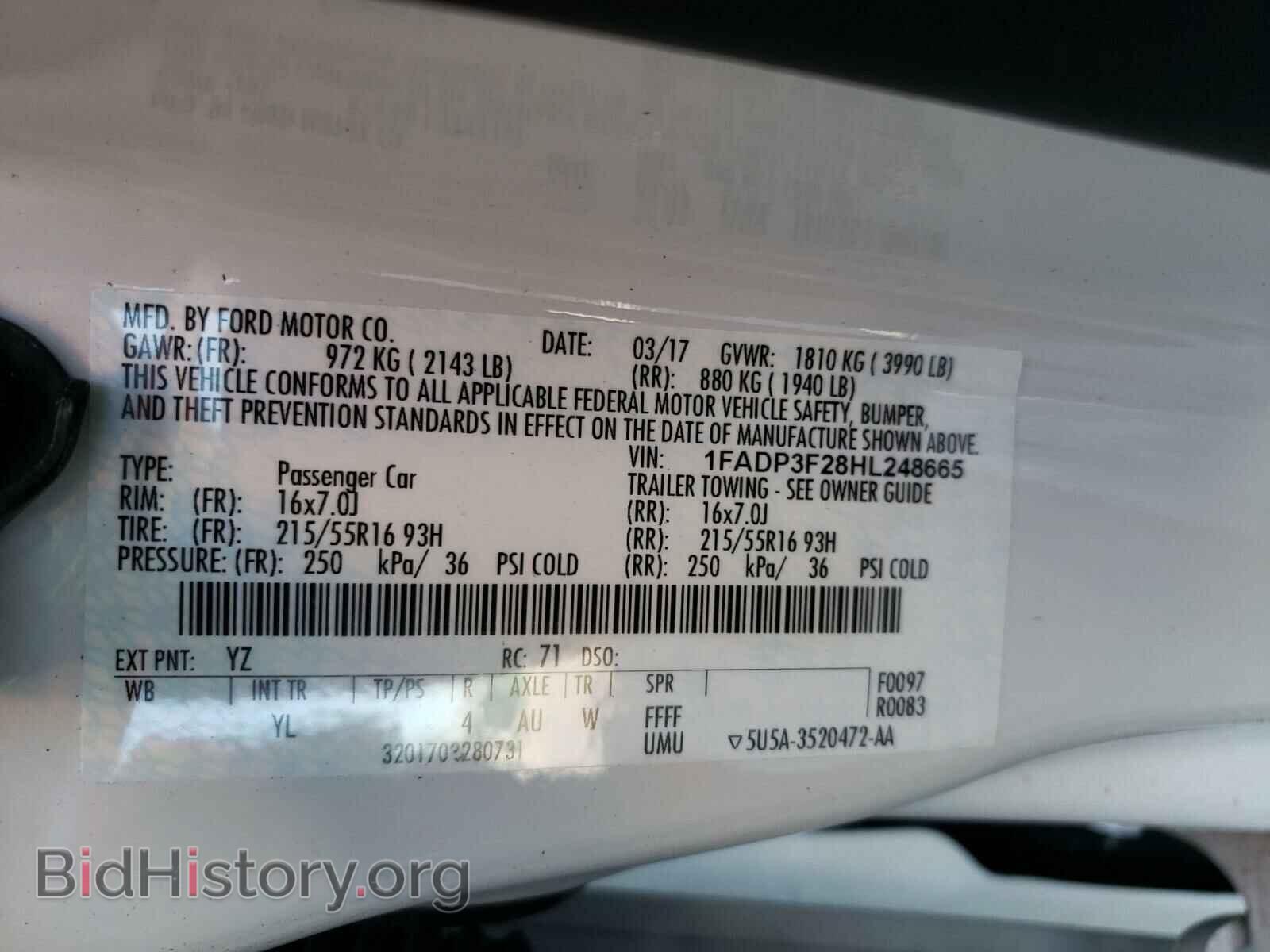 2017 FORD FOCUS - VIN: 1FADP3F28HL248665 - Photo 10