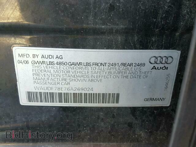 2006 AUDI A4 - VIN: WAUDF78E76A269024 - Фото 10