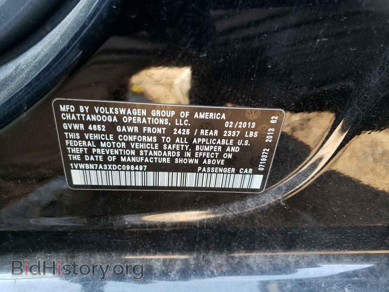 2013 VOLKSWAGEN PASSAT - VIN: 1VWBN7A3XDC098497 - Фото 10