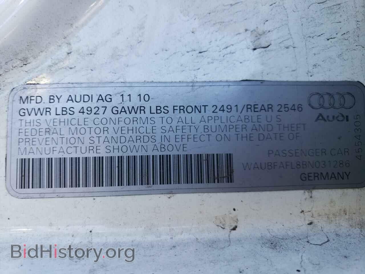 2011 AUDI A4 - VIN: WAUBFAFL8BN031286 - Фото 10