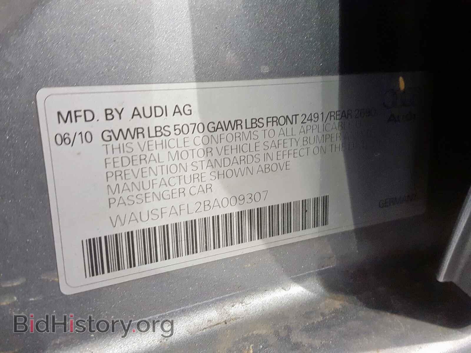 2011 AUDI A4 - VIN: WAUSFAFL2BA009307 - Фото 10