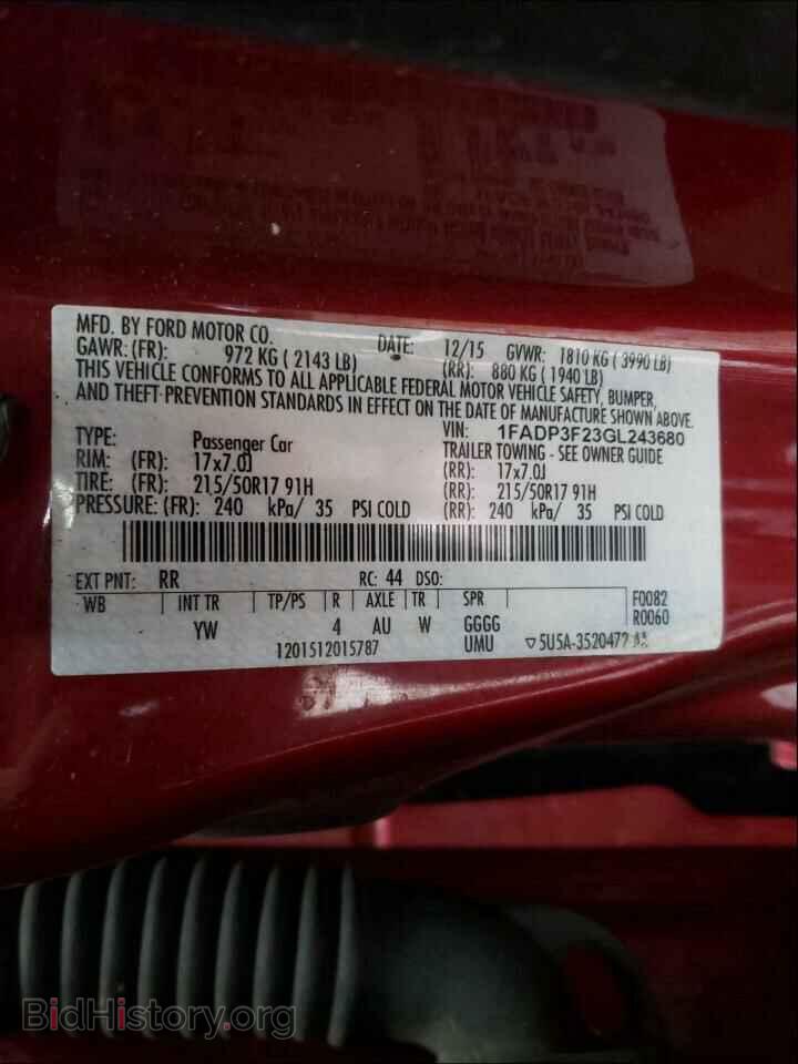 2016 FORD FOCUS - VIN: 1FADP3F23GL243680 - Фото 10