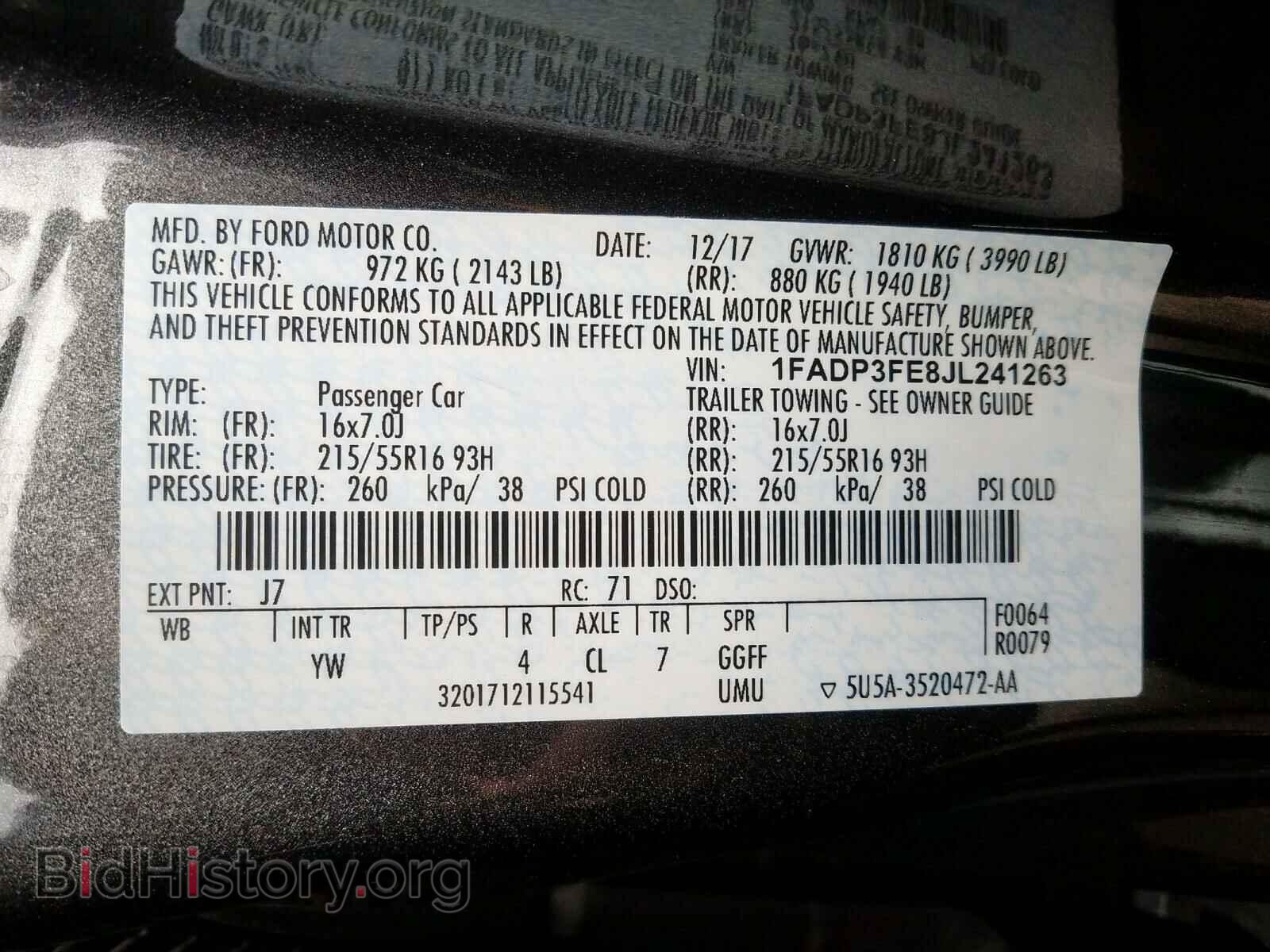 2018 FORD FOCUS - VIN: 1FADP3FE8JL241263 - Фото 10